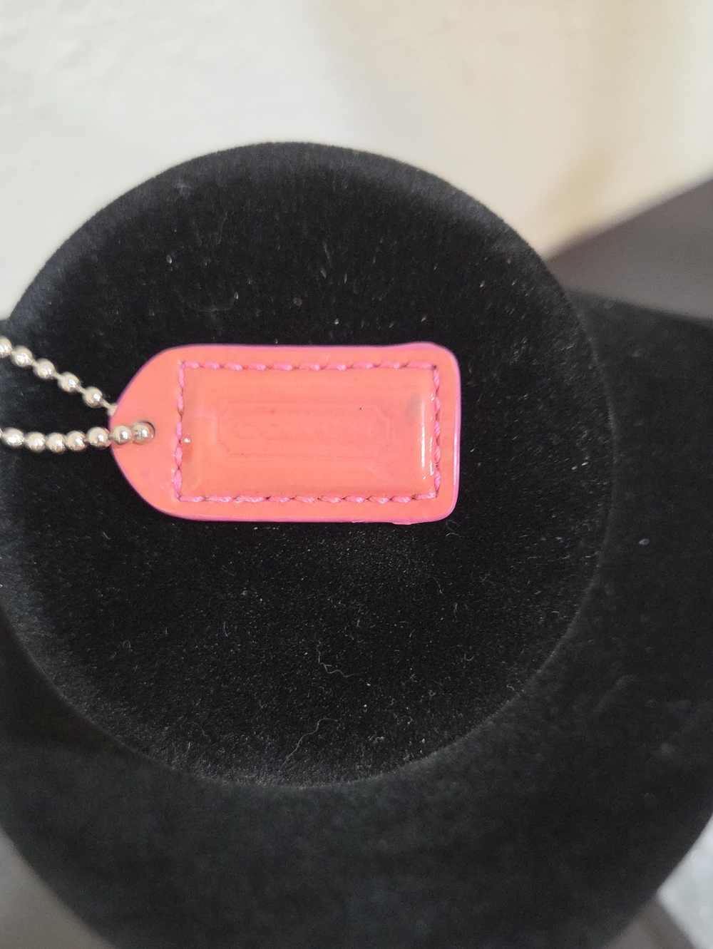 Coach Pink Leather HangTag Pendant Necklace - Women Accessories